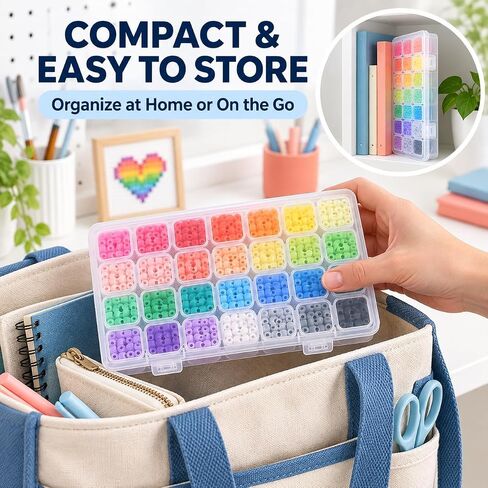 28-Compartment Bead Organizer,Clear Plastic Craft Storage Box with 4 x 7 in Kuwait