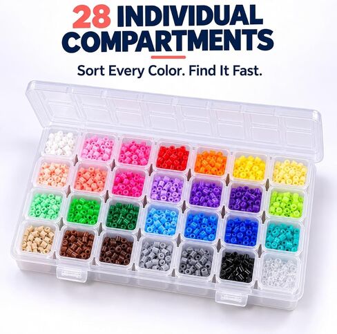 28-Compartment Bead Organizer,Clear Plastic Craft Storage Box with 4 x 7 in Kuwait