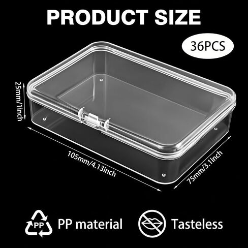 moheaaei 36 Pcs Clear Plastic Bead Storage Containers with Lids, Small Plastic Boxes for Organizing Jewelry, Crafts, Beads, 4.13 x 2.95 x 0.98 Inch in Kuwait