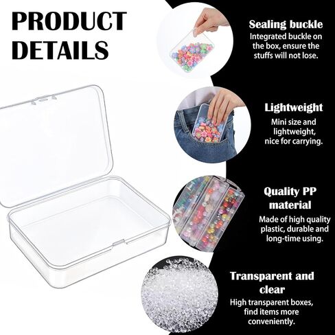moheaaei 36 Pcs Clear Plastic Bead Storage Containers with Lids, Small Plastic Boxes for Organizing Jewelry, Crafts, Beads, 4.13 x 2.95 x 0.98 Inch in Kuwait