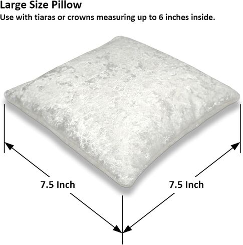 7.5" White Crushed Velvet Tiara & Crown Display Pillow in Kuwait
