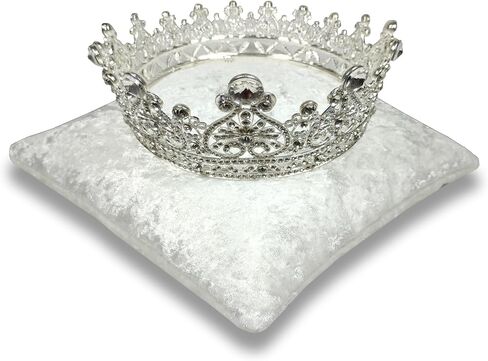 7.5" White Crushed Velvet Tiara & Crown Display Pillow in Kuwait