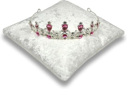 7.5" White Crushed Velvet Tiara & Crown Display Pillow in Kuwait
