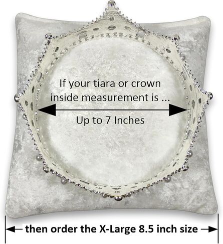 7.5" White Crushed Velvet Tiara & Crown Display Pillow in Kuwait