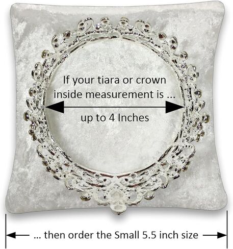 7.5" White Crushed Velvet Tiara & Crown Display Pillow in Kuwait