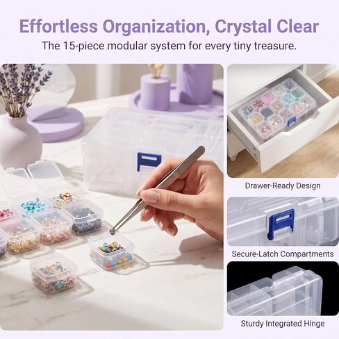 15pcs Plastic Storage Box Set, Transparent in Kuwait