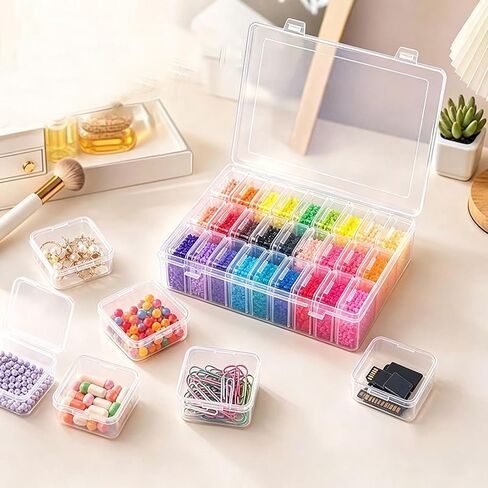 30-Compartment Storage Set – Includes 1 Large Outer Box + 30 Small Clear Boxes for Beads, Jewelry & DIY Supplies in Kuwait