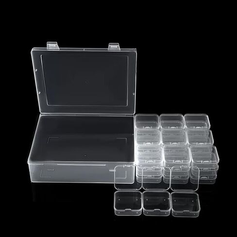 30-Compartment Storage Set – Includes 1 Large Outer Box + 30 Small Clear Boxes for Beads, Jewelry & DIY Supplies in Kuwait