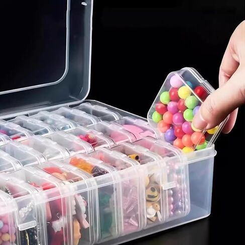 30-Compartment Storage Set – Includes 1 Large Outer Box + 30 Small Clear Boxes for Beads, Jewelry & DIY Supplies in Kuwait