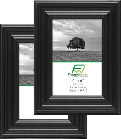 FrameWorks - 2-Pack - 8" x 10" Matted to 5" x 7" Black Wooden Picture Frames with Luxury Wide Molded Edge, Removable Mat, and Tempered Glass in Kuwait