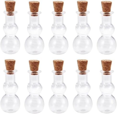 10Pcs Cone Shape Small Glass Wishing Bottle Bead Containers with Cork Stopper, Tiny Clear Empty Glass Drifting Bottle Jars Vials for DIY Art Crafts Wedding Party Favors Home Decor in Kuwait