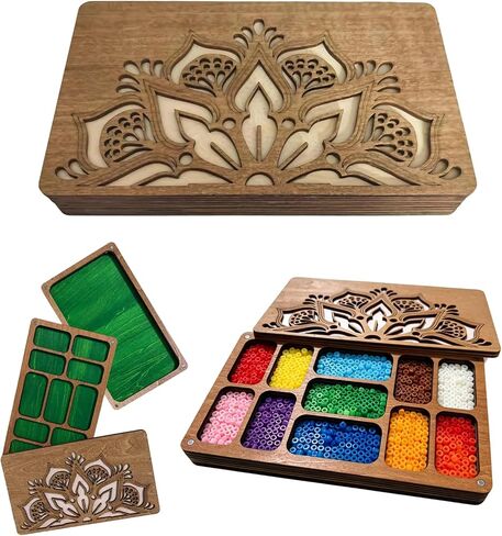 Wooden Bead Board 2-Layer Beading Tray with Magnetic Lid in Kuwait