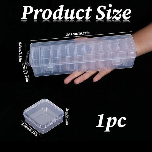 13 Pcs Clear Plastic Storage Containers with Hinged Lids Bead Organizer Box Compartments Bead Storages Containers Clear Plastic Storage Container Set for Bracelet Making DIY Jewelry Small Parts in Kuwait