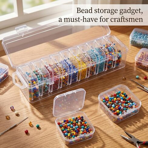 13 Pcs Clear Plastic Storage Containers with Hinged Lids Bead Organizer Box Compartments Bead Storages Containers Clear Plastic Storage Container Set for Bracelet Making DIY Jewelry Small Parts in Kuwait