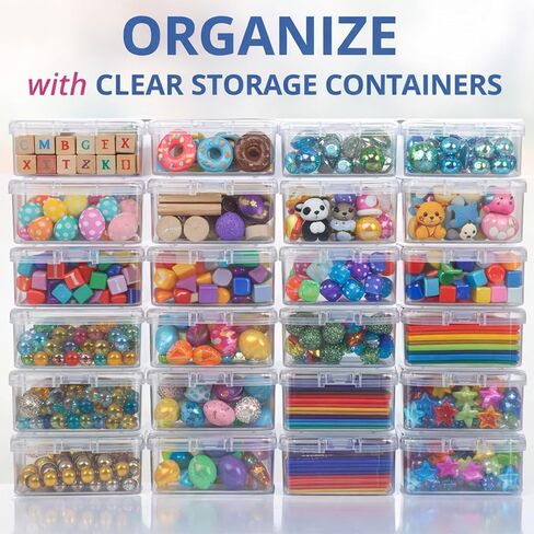 13 Pcs Clear Plastic Storage Containers with Hinged Lids Bead Organizer Box Compartments Bead Storages Containers Clear Plastic Storage Container Set for Bracelet Making DIY Jewelry Small Parts in Kuwait