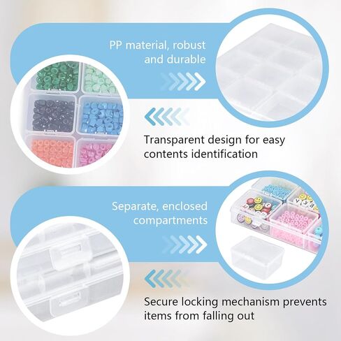 4-Pack Clear Bead Organizer Box, Each with 16 Individual Storage Case, Total 64 Small Bead Storage Containers with Hinged Lid & Label, Transparent Plastic Craft Organizer for Jewelry in Kuwait