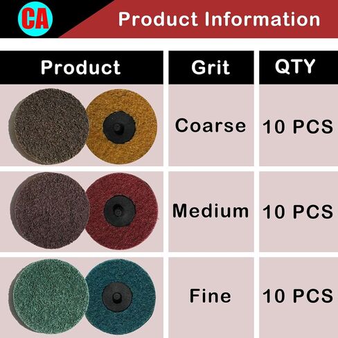 31Pcs 3" Surface Conditioning Disc, Quick Change Sanding Discs with 1/4" Shank Holder for Die Grinder Prep Strip Grind Polish Finish Burr Rust Paint Removal in Kuwait