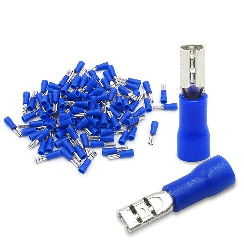 Baomain Blue Female/Male Insulated Spade Wire Connector Electrical Crimp Terminal 16-14 AWG 2.8 x 0.5mm Pack of 100 in Kuwait