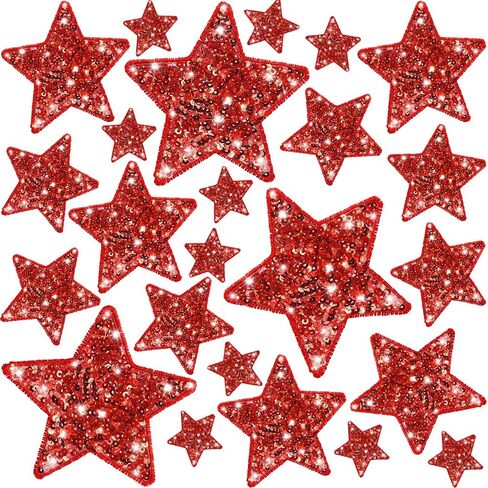 Daifunli 24 Pcs Sequin Star Iron on Patches in 4 Sizes, Halloween Color in Saudi Arabia