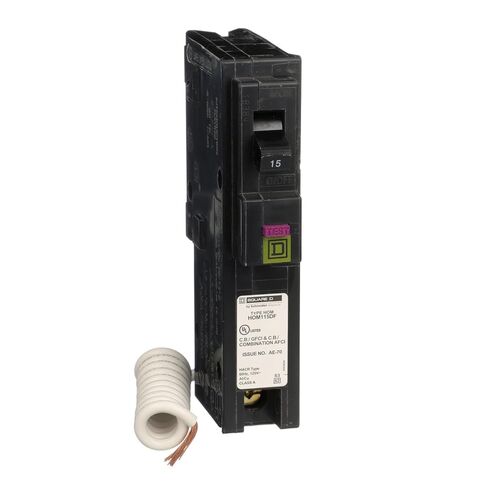 Square D by Schneider Electric Square D - HOM115DFC Homeline 15-Amp Single-Pole Dual Function Circuit Breaker, 1-Inch Format in Kuwait