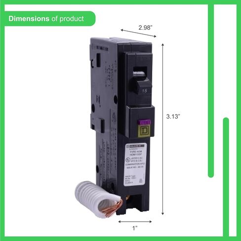 Square D by Schneider Electric Square D - HOM115DFC Homeline 15-Amp Single-Pole Dual Function Circuit Breaker, 1-Inch Format in Kuwait