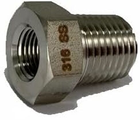 316 Stainless Steel 3/8 Inch NPT Male to 1/4 Inch NPT Male Reducer - Taper Hex Thread for Air, Liquid, Water, Oil or Hydraulic Fitting - Industrial Air Tool Hose or Pipe Connections 316SS in Kuwait
