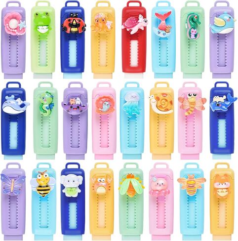 24 Pcs Cute Animals Retractable Eraser for Pencils Cute Supplies Kawaii Erasers Fun Cartoon Erasers Classroom Supplies Party Favors Gift in Saudi Arabia
