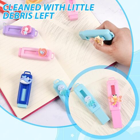 24 Pcs Cute Animals Retractable Eraser for Pencils Cute Supplies Kawaii Erasers Fun Cartoon Erasers Classroom Supplies Party Favors Gift in Saudi Arabia