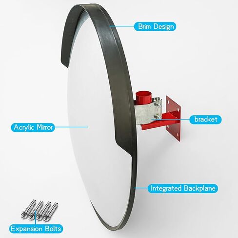 Safety Convex Mirror, Acrylic Curved Traffic Mirror, Adjustable Bracket for Outdoor Indoor, Wide Angle Clear View (Size: 32") in Saudi Arabia