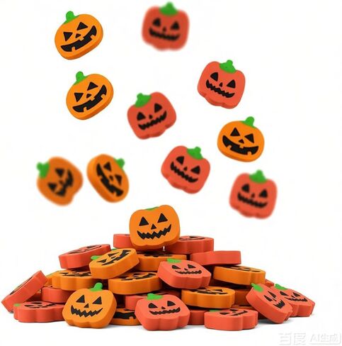 50 Pcs Halloween Mini Erasers Cute Small Pumpkin Erasers Bulk Halloween Eraser for Party Favors, Students, Goody Bag Filler, Classroom Prizes in Kuwait