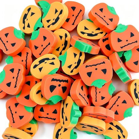50 Pcs Halloween Mini Erasers Cute Small Pumpkin Erasers Bulk Halloween Eraser for Party Favors, Students, Goody Bag Filler, Classroom Prizes in Kuwait