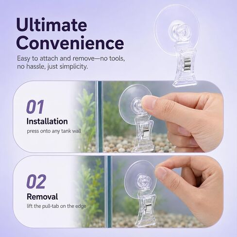 10Pcs Aquarium Plant Holder Aquarium Clips for Food Suction Cup Clips Fish Feeder Clear Plastic Food Feeding Clip for Fish Tanks Suction-Clips in Saudi Arabia