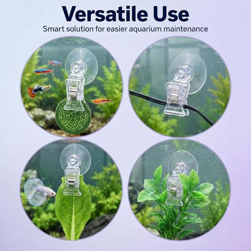 10Pcs Aquarium Plant Holder Aquarium Clips for Food Suction Cup Clips Fish Feeder Clear Plastic Food Feeding Clip for Fish Tanks Suction-Clips in Saudi Arabia