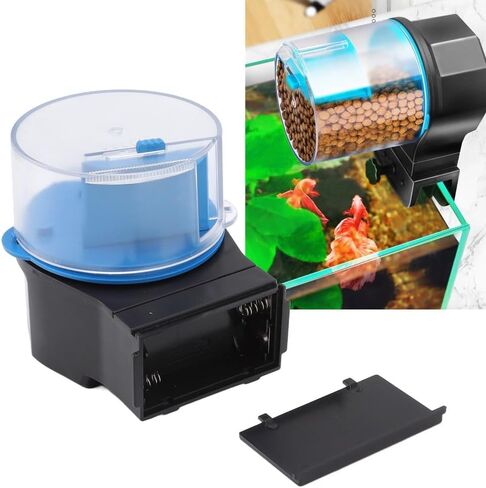 Blue ABS Automatic Fish Feeder Smart Electric Auto Two Food Dispenser Containers Feeder Fish Tank Accessories in Saudi Arabia