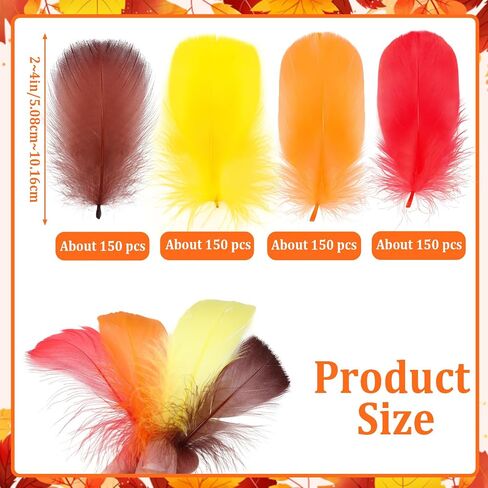 MARFOREVER 600 Pcs Thanksgiving Fall Feathers Craft Goose Turkey Feather in Kuwait