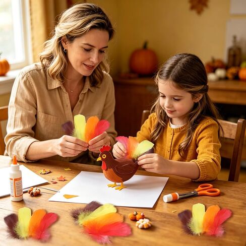 MARFOREVER 600 Pcs Thanksgiving Fall Feathers Craft Goose Turkey Feather in Kuwait