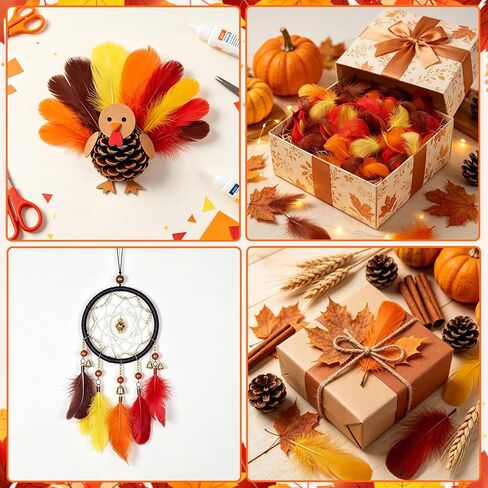 MARFOREVER 600 Pcs Thanksgiving Fall Feathers Craft Goose Turkey Feather in Kuwait