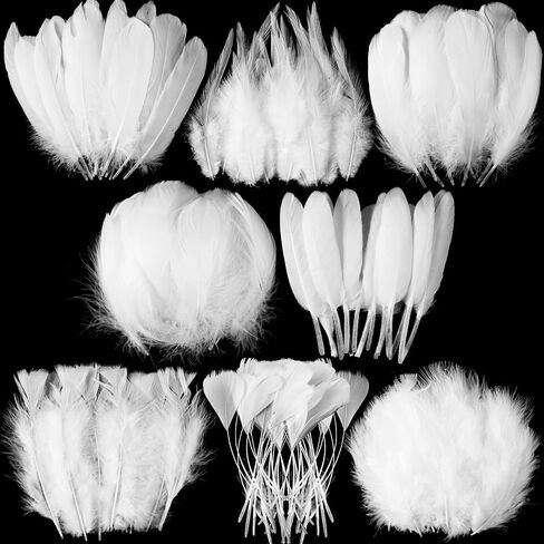 MARFOREVER 320 PCS Halloween Black Feathers Bulk 8 Styles Natural Feathers in Kuwait