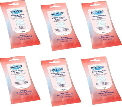 Proxysoft Dental Floss for Bridges and Implants 6 Packs - Floss Threaders for Bridges, Dental Implants, Braces with Extra-Thick Proxy Brush for Optimal Oral Hygiene -Teeth Bridge and Implant Cleaners in Saudi Arabia