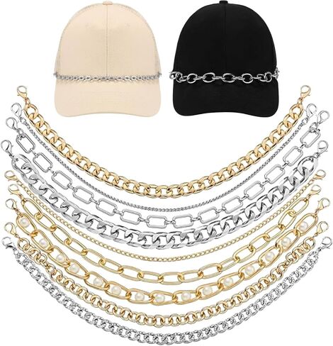 9Pcs Trucker Hat Chains, Clip On Cap Brim Charms for DIY Hat Decoration in Kuwait