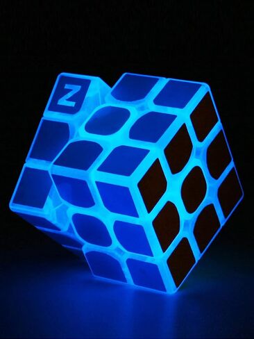 3x3 Fluorescent Speed Cube 3x3x3 Glow in Dark Luminous Speed Cube 3 by 3 Magic Cube Puzzle Toy Brain Teasers IQ Puzzles Game Toys for Children Adults (Blue Luminous) in Kuwait