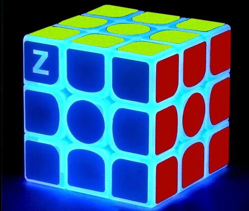 3x3 Fluorescent Speed Cube 3x3x3 Glow in Dark Luminous Speed Cube 3 by 3 Magic Cube Puzzle Toy Brain Teasers IQ Puzzles Game Toys for Children Adults (Blue Luminous) in Kuwait