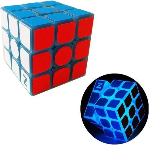 3x3 Fluorescent Speed Cube 3x3x3 Glow in Dark Luminous Speed Cube 3 by 3 Magic Cube Puzzle Toy Brain Teasers IQ Puzzles Game Toys for Children Adults (Blue Luminous) in Kuwait
