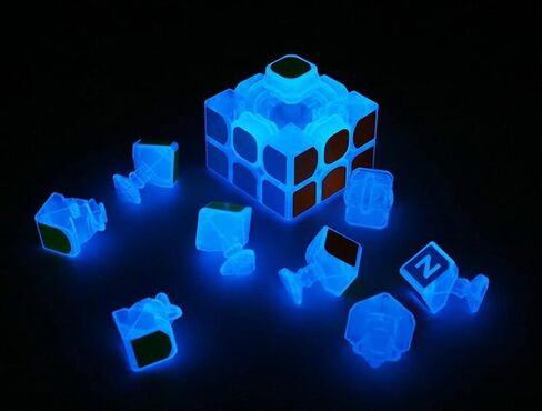3x3 Fluorescent Speed Cube 3x3x3 Glow in Dark Luminous Speed Cube 3 by 3 Magic Cube Puzzle Toy Brain Teasers IQ Puzzles Game Toys for Children Adults (Blue Luminous) in Kuwait