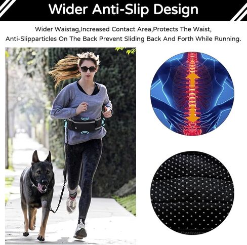 Skmeditec Hands Free Dog Leash with Waist Bag for Large Dog Walking, Shock Absorbing Bungee Leash with Zipper Pouch for Running, Dual Padded Handles & Adjustable Waist Belt in Kuwait
