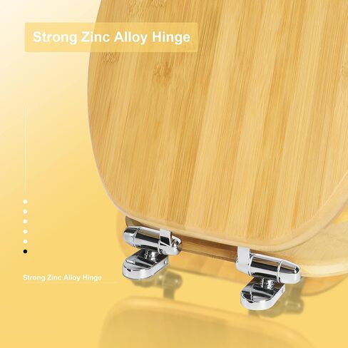 Round Bamboo Toilet Seat with Lid Quick Release Slow Close Zinc Alloy Strong Hinges Natural Bamboo, Light in Kuwait