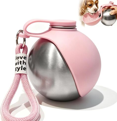 Drain-Back Stainless Steel Portable Dog Water Bottle with Bowl for Walks in Kuwait