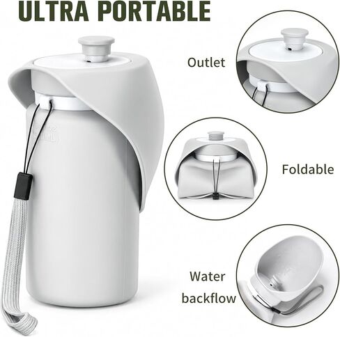 kissleaf Portable Dog Water Bottle, Collapsible, for Walks & Hiking, 550ml in Kuwait