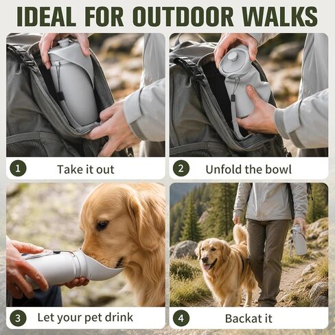 kissleaf Portable Dog Water Bottle, Collapsible, for Walks & Hiking, 550ml in Kuwait