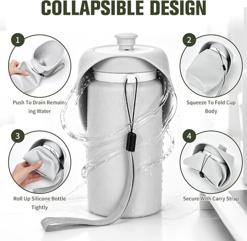 kissleaf Portable Dog Water Bottle, Collapsible, for Walks & Hiking, 550ml in Kuwait